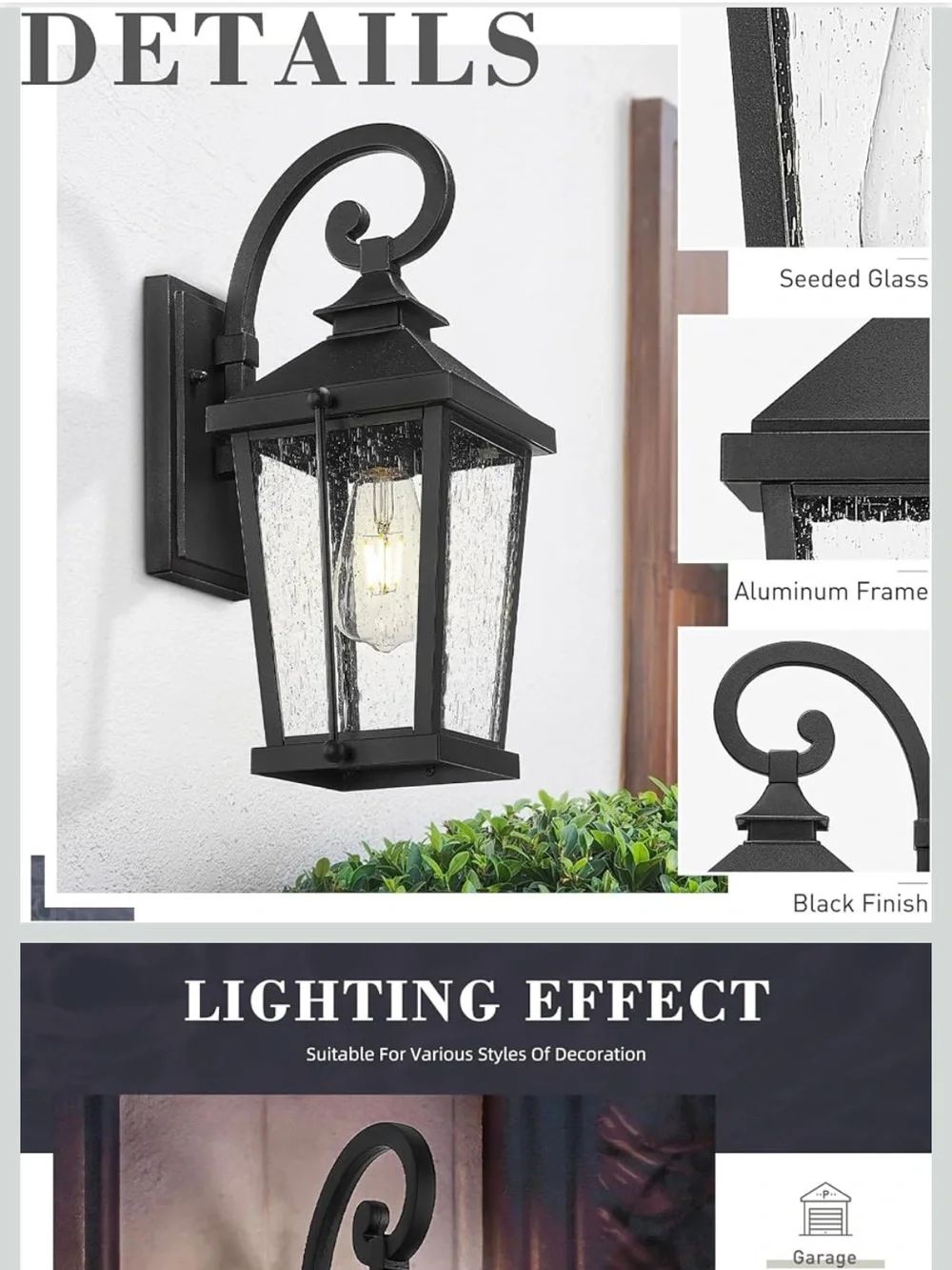 zeyu 2 Pack Outdoor Wall Lights, 16 Inch Exterior Lighting Fixtures